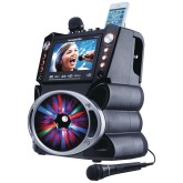 DVD/CDG/MP3G Karaoke Machine with 7” TFT Color Screen, Record, Bluetooth, and LED Sync Lights