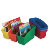 Plastic Book Bin Set, Large Tapered Size in Solid and Assorted Colors (Pack of 6)