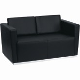 Contemporary Leather Loveseat, Black