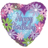 Happy Birthday Twinkle Heart Mylar Balloons, 17
