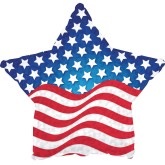 Patriotic Balloon with Flag Design, 17” Star Shaped (Pack of 10)