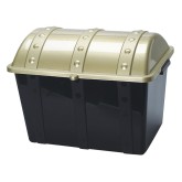 Plastic Treasure Chest Storage Box with Lid, Gold/Black