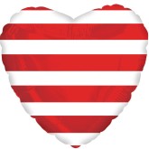 Red and White Striped Mylar Balloons, Heart Shaped, 17” (Pack of 10)