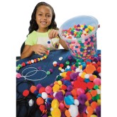 Color Splash! Bucket of Pom Pom Beads, For Stringing, Assorted Sizes & Colors
