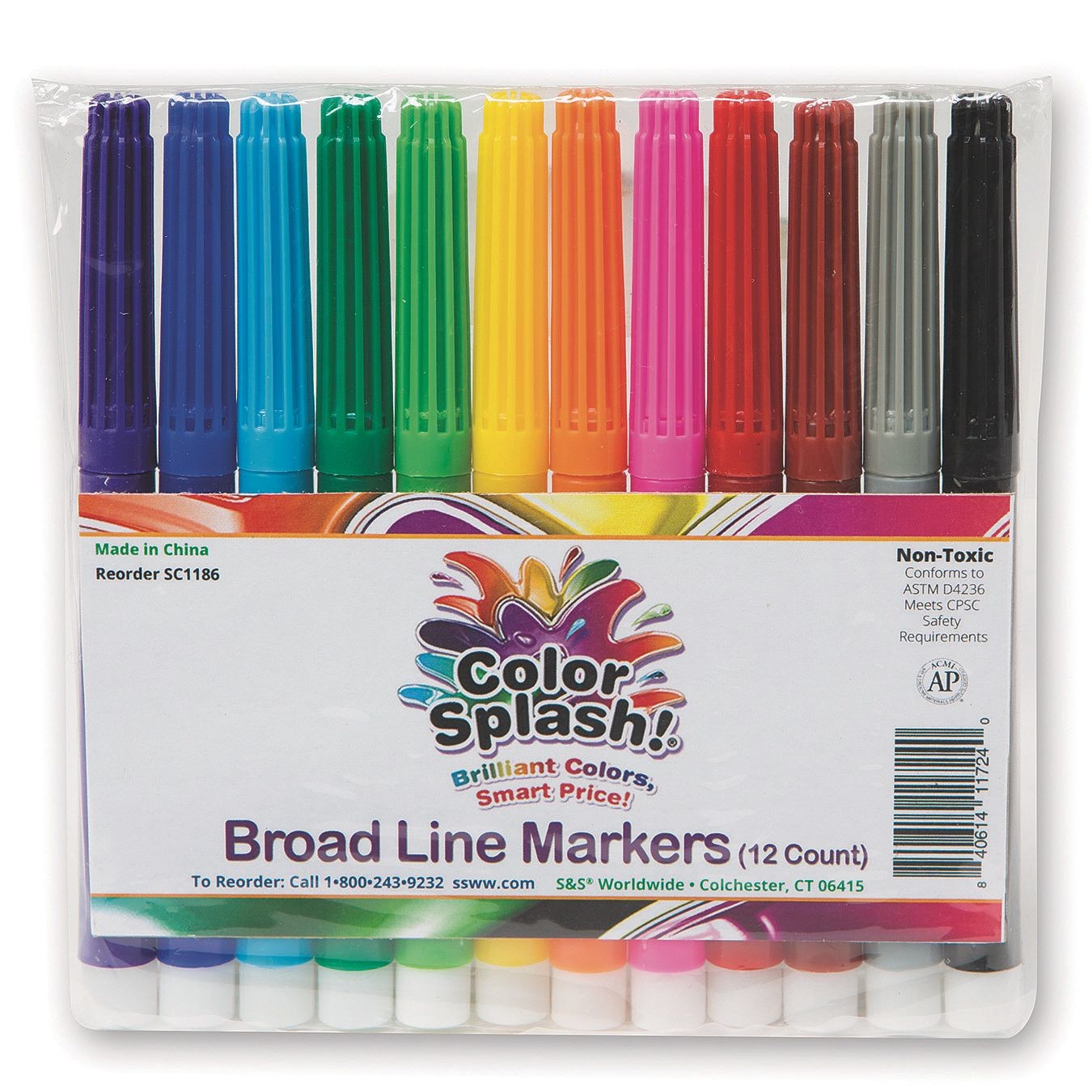 Color Splash! Permanent Markers (Pack of 12) from S&S Worldwide
