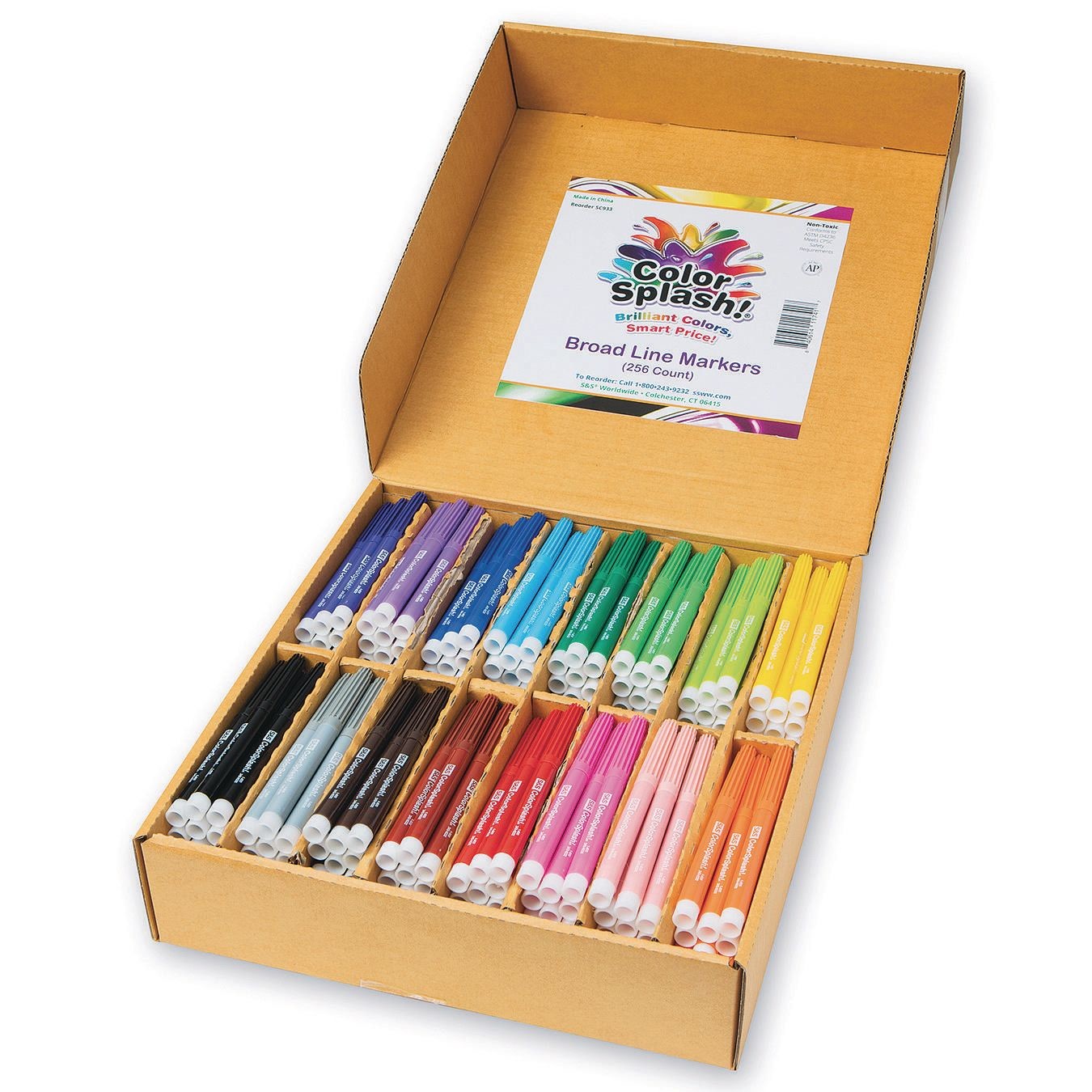 Color Splash Fabric Markers Plus Pack, Broad Tip, Assorted, 80/Pack (SC1122)