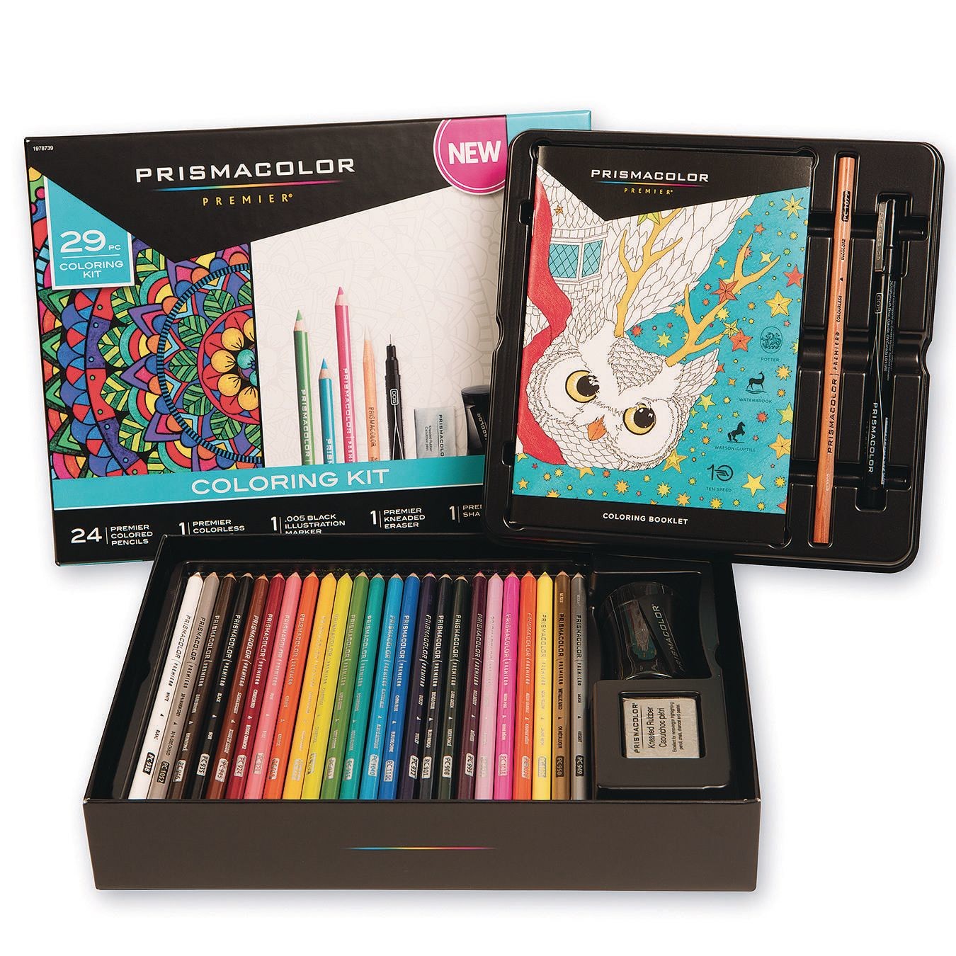 Prismacolor Premier Soft Core Pencils Adult Coloring Book Kit with Blender Illustration Marker Eraser 25 Pieces Sharpener and Coloring Booklet 