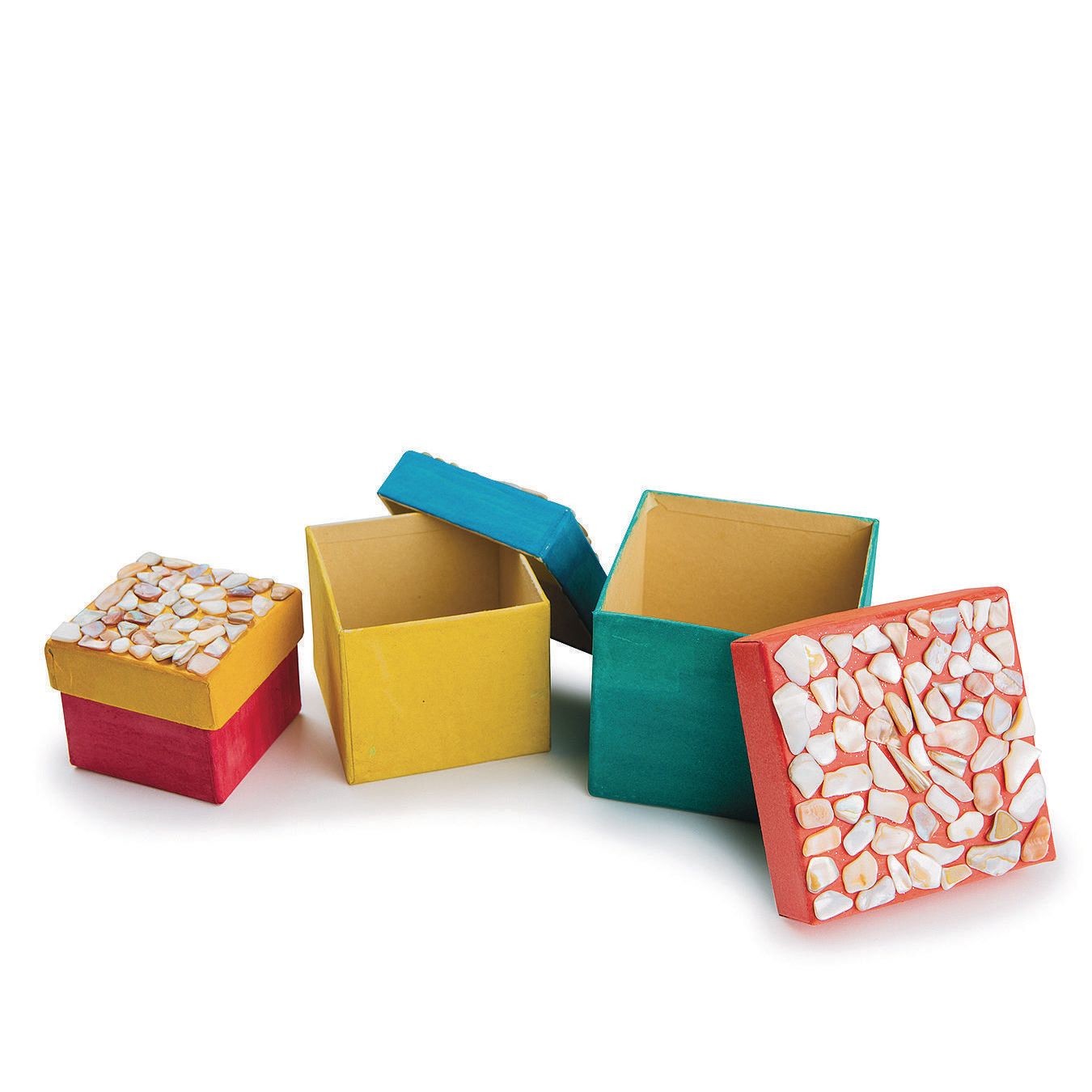 AllStellar Square Paper Mache Nesting Boxes Small Set of 3 Paper Mache Boxes  with lids for Crafting Gifts Storing Jewelry Treasure Accessories Cosmetics  Ornament and more 3 pcs Square Box