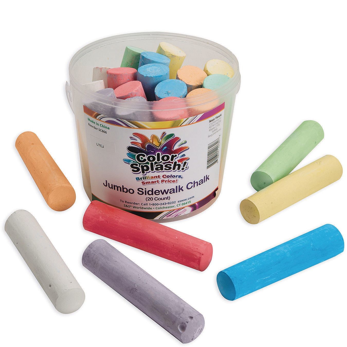 Limited Edition 126 Count S&S Worldwide Color Splash Giant Box of Sidewalk Chalk 
