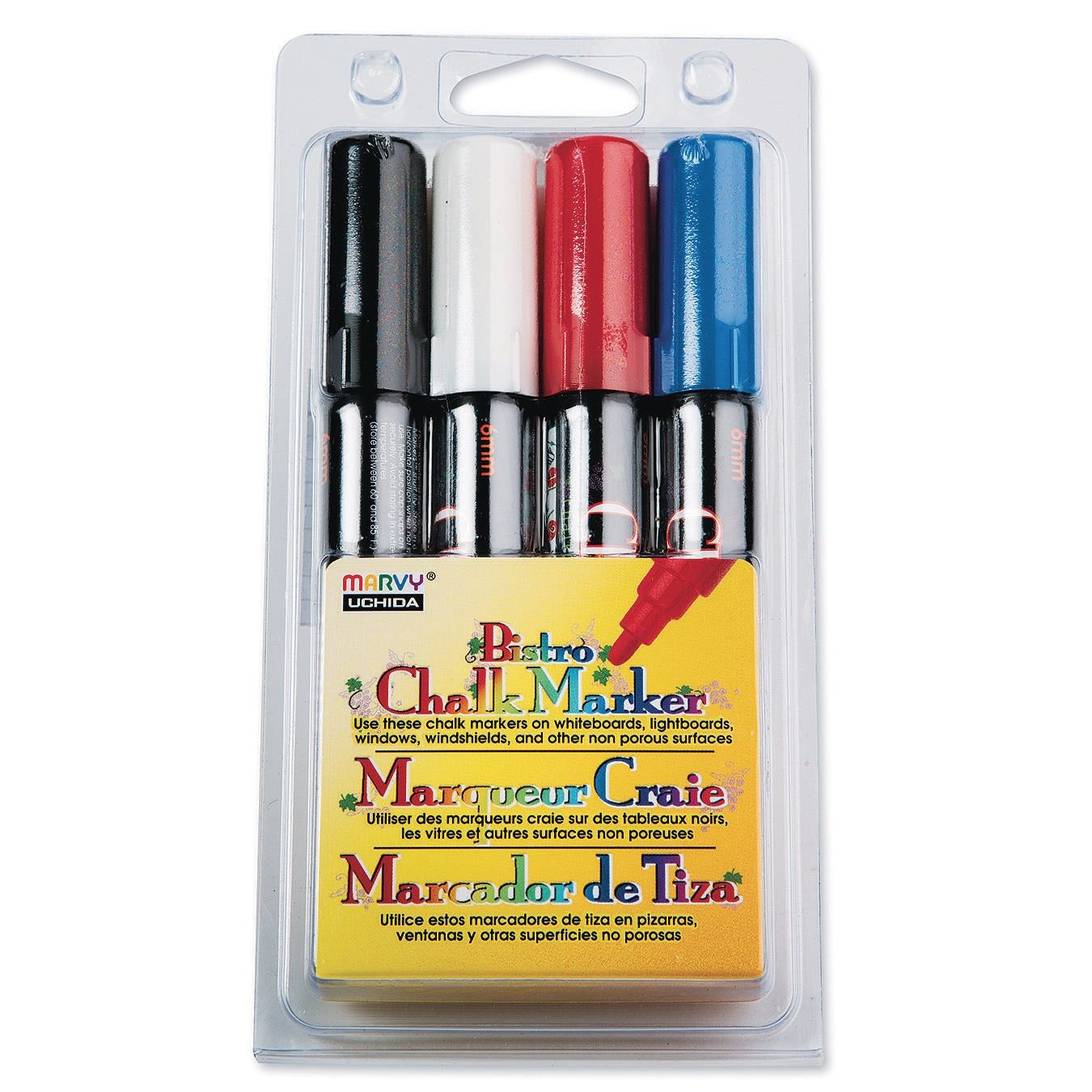 Uchida Bistro Chalk Markers Dry Erase Markers - RED BLUE WHITE