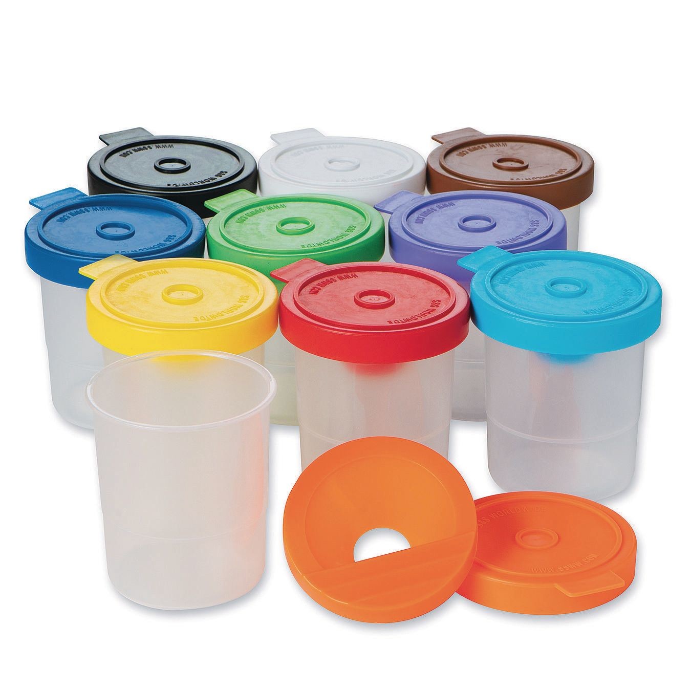 Paint Cups Paint Containers with Lids, 4 Pack No Spill Paint Cups for Kids Including Toddler Paint Brushes Toddler Art Supplies Paint Cups with Lids