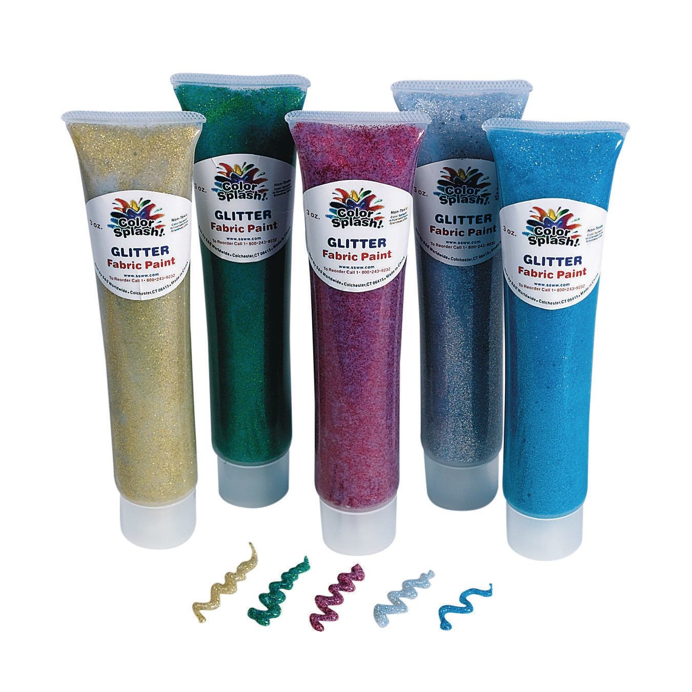Color Splash 3-oz. Glitter Fabric Paint Set, Price/Set of 5