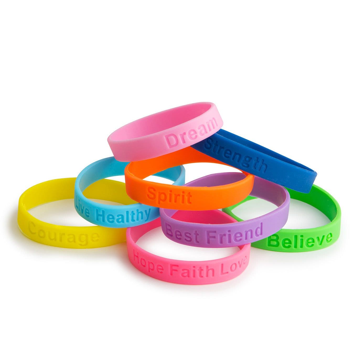 Amazon.com: Krcooky 50Pcs Custom Silicone Wristbands Personalized Debossed Rubber  Bracelets for Motivation, Party favors, Events, Birthdays, Awareness  (Black, Youth/7“) : Office Products
