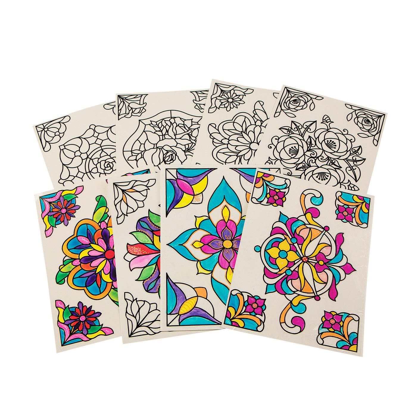 Color Your Own Stained Glass Mandala Window Clings and Markers