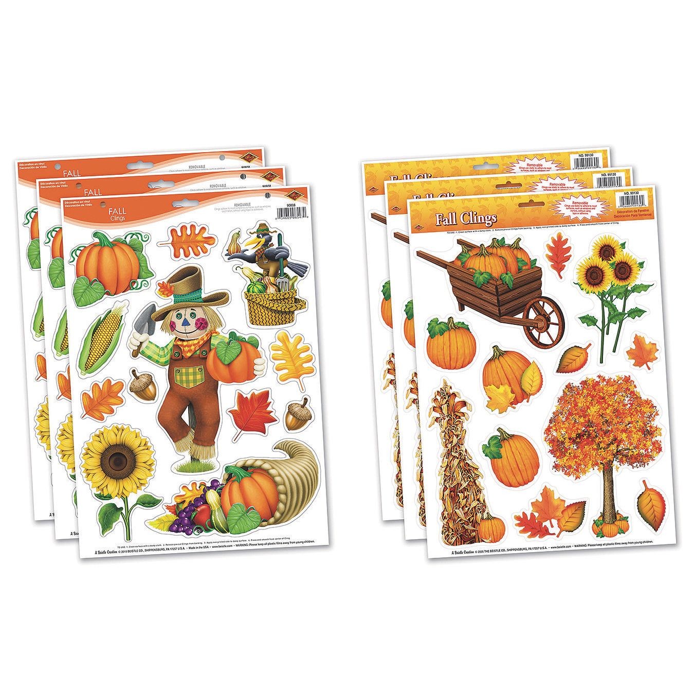 Buy Fall Window Cling Assortment (Pack of 6) at S&S Worldwide