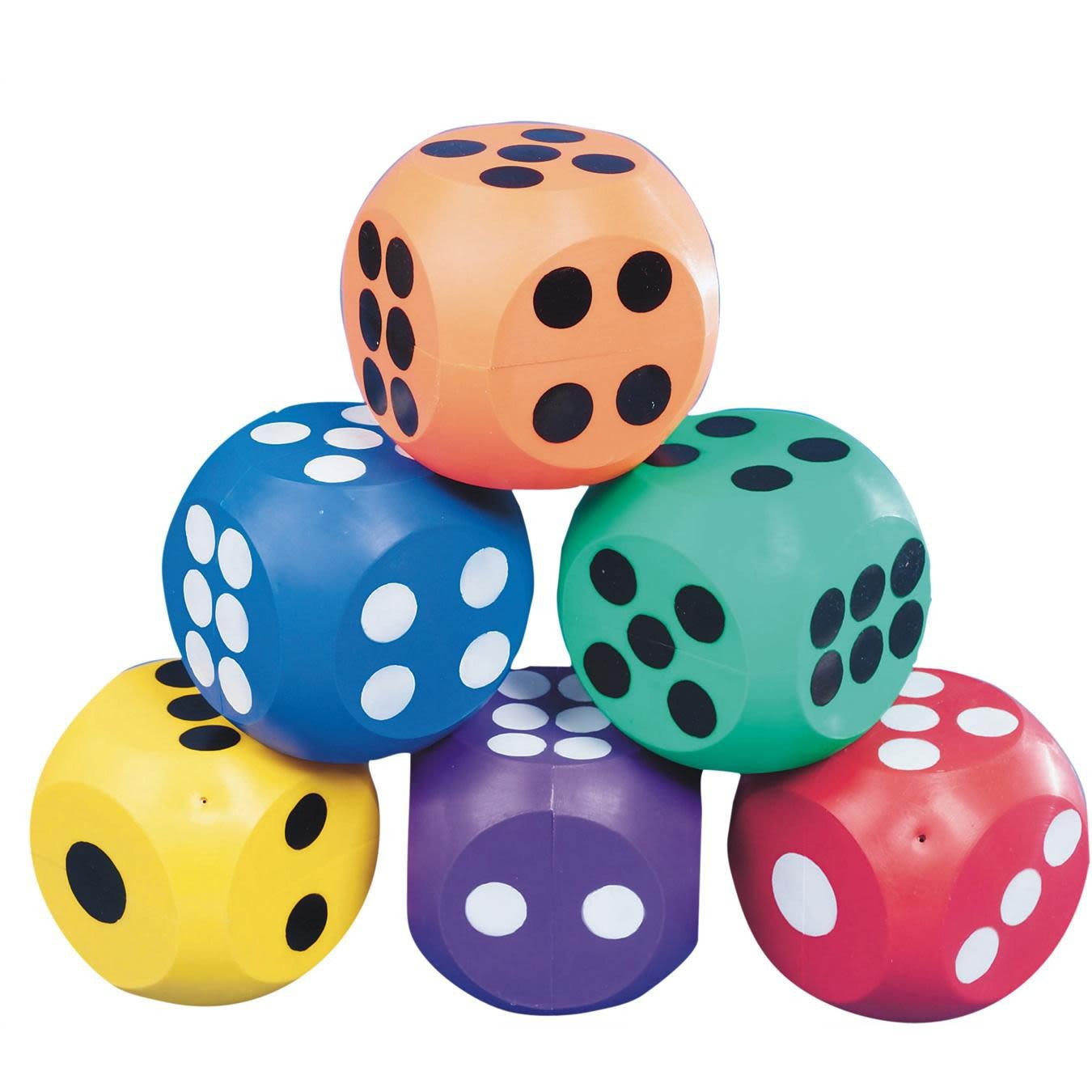 Buy Spectrum™ Soft Vinyl Dice, 4” (Set of 6) at S&S Worldwide
