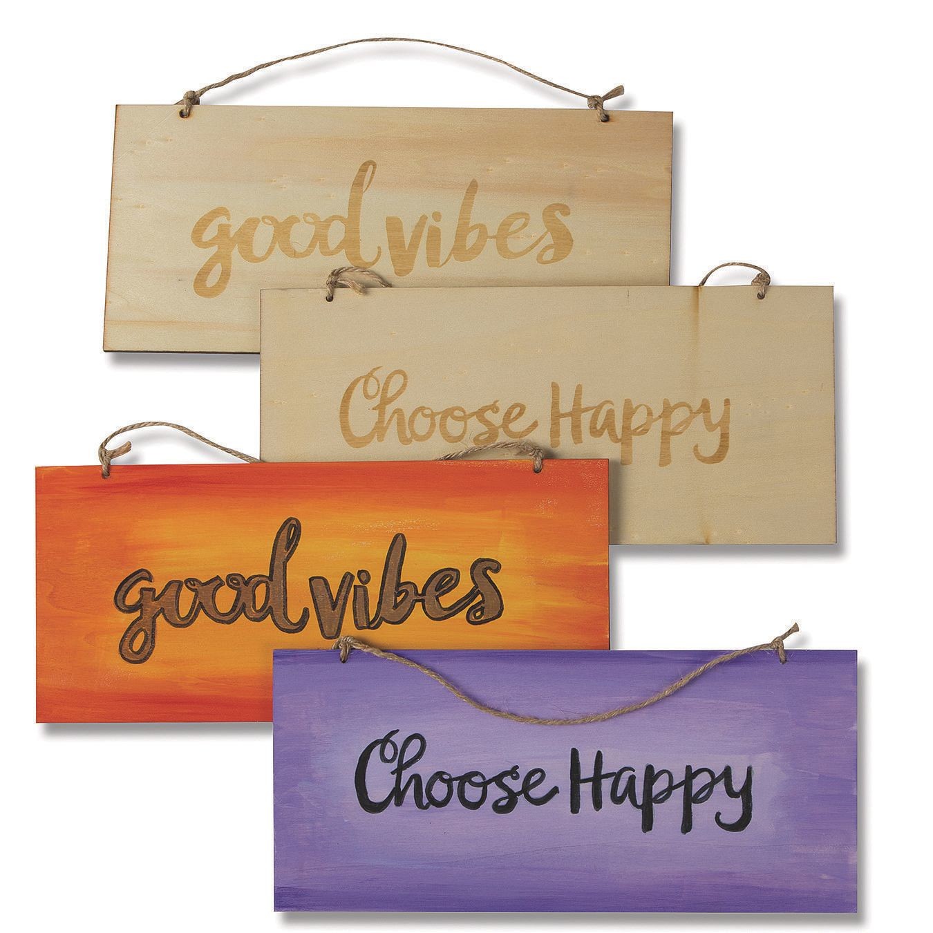【段ボールペイント】Do you have words to leave? Double Sided Wood Plaques: Positive, 6-Pack | Positivity Craft