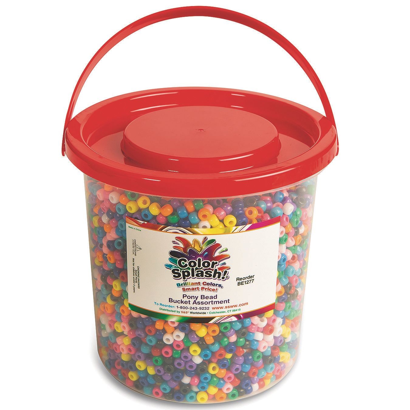 ★トップグレードレインボーアンデシン 16.5ミリ珠ビーズN(SA~SA+) Color Splash Pony Bead Bucket - 5,000 Beads in Assorted Colors | S&S