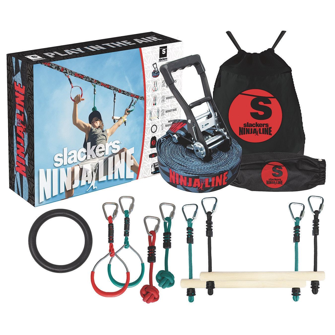 Buy NinjaLine 36' Intro Kit with 7 Hanging Obstacles at S&S Worldwide