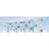 Blue and White Foil Snowflake Hanging Ceiling Banner