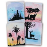 Easy Way Watercolor Craft Kit: Nature Silhouettes (Pack of 24)