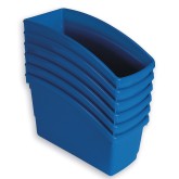 Plastic Book Bin Set, Large Tapered Size in Solid and Assorted Colors, Blue (Pack of 6)