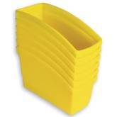 Plastic Book Bin Set, Large Tapered Size in Solid and Assorted Colors, Yellow (Pack of 6)