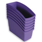 Plastic Book Bin Set, Large Tapered Size in Solid and Assorted Colors, Purple (Pack of 6)