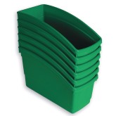 Plastic Book Bin Set, Large Tapered Size in Solid and Assorted Colors, Green (Pack of 6)