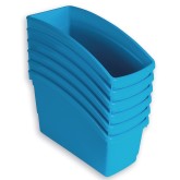 Plastic Book Bin Set, Large Tapered Size in Solid and Assorted Colors, Bright Blue (Pack of 6)