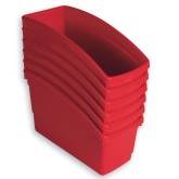Plastic Book Bin Set, Large Tapered Size in Solid and Assorted Colors, Red (Pack of 6)