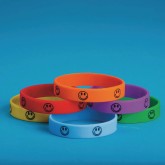 Smiley Face Silicone Bracelets (Pack of 24)