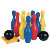S&S Worldwide Big 10 Indoor & Outdoor Plastic Bowling Pin Set with 10 Pins, 2 Balls and Storage Bag