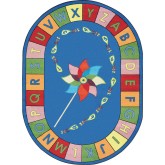Joy Carpets® Alphabet Pinwheel Carpet, Oval 5'4