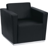 Contemporary Leather Chair, Black