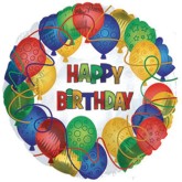Happy Birthday Pattern Mylar Balloons, 17