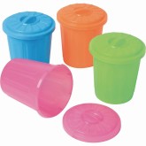 Mini Assorted Plastic Garbage Can Containers (Pack of 12)