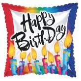Happy Birthday Mylar Square Balloons, Blow out the Candles, 17” (Pack of 10)