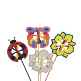 Butterfly, Flower and Ladybug Pinwheels Craft Kit (Pack of 12)