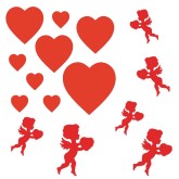 Heavy-Duty Valentine's Day Cutout Decorations, Cupid and Hearts (Pack of 30)