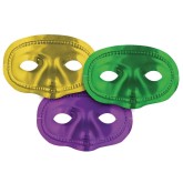 Metallic Mardi Gras Half Masks (Pack of 24)