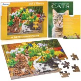 Cat & Flowers 63-Piece Jigsaw Puzzle and 24-Page Picture Book