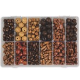 Wood Bead Assortment with Storage Container