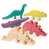 Unfinished Wooden Animal Puzzles - Dinosaurs (Pack of 12)