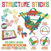Rainbow Structure Sticks, Flexible Manipulative for Building 3-D Shapes and Structures (Pack of 400)