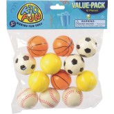 Foam Novelty Mini 1-1/4” Foam Sports Balls (Pack of 12)