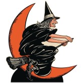 Vintage Halloween Witch & Moon Stand-Up Decoration