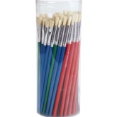 Bristle Brush Round and Flat Assortment Pack, White (Pack of 72)
