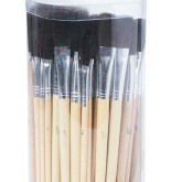 Bristle Brush Round and Flat Assortment Pack, Black (Pack of 72)