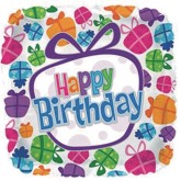 Happy Birthday Mylar Balloons, Dancing Present, 17